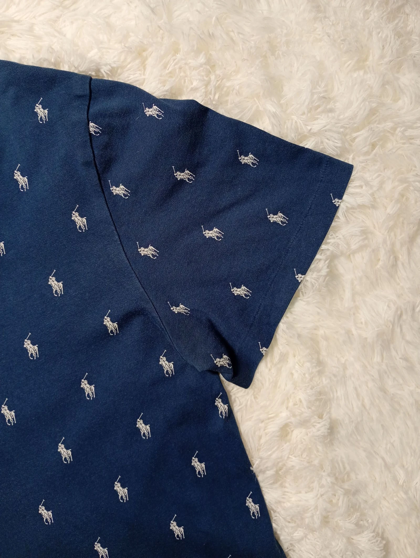 Ralph Lauren Navy Allover Pony Print Tee - Size L – photo 2